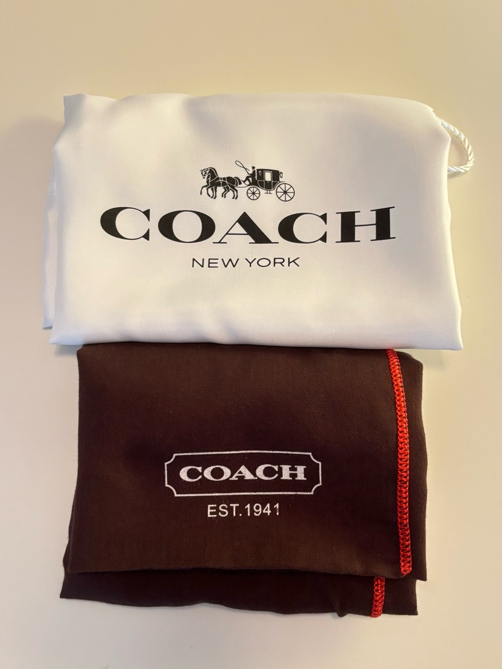 2 Authentic Coach Dust bags 1 white 1 brown